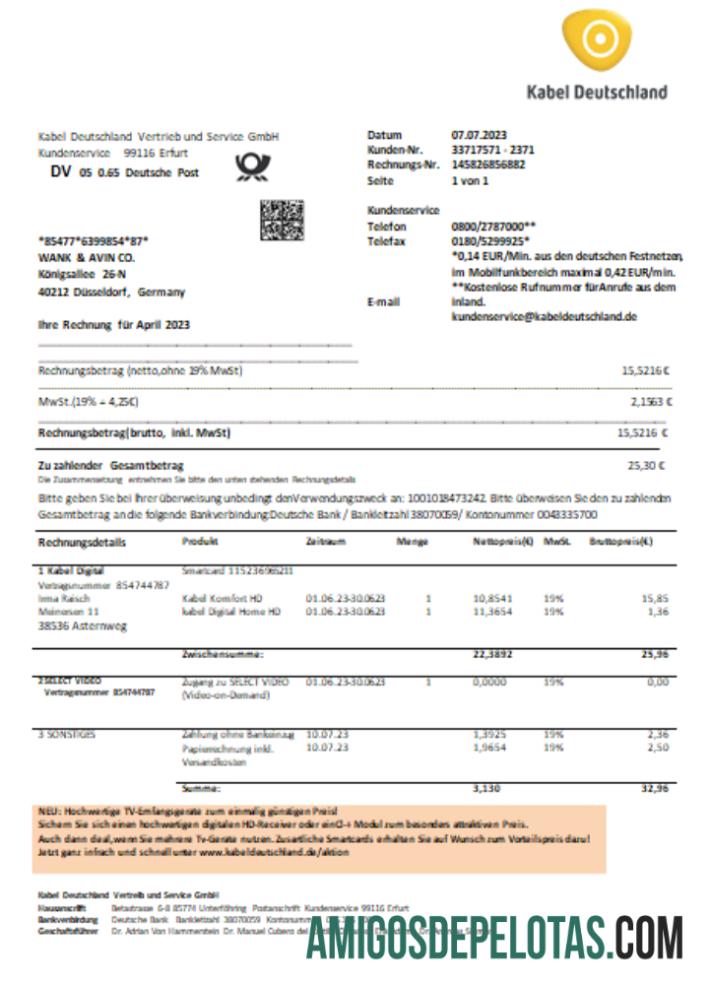 Projeto de Lei de Negócios de Utilidades da Alemanha TV Cabel, SCR baixar para verificação